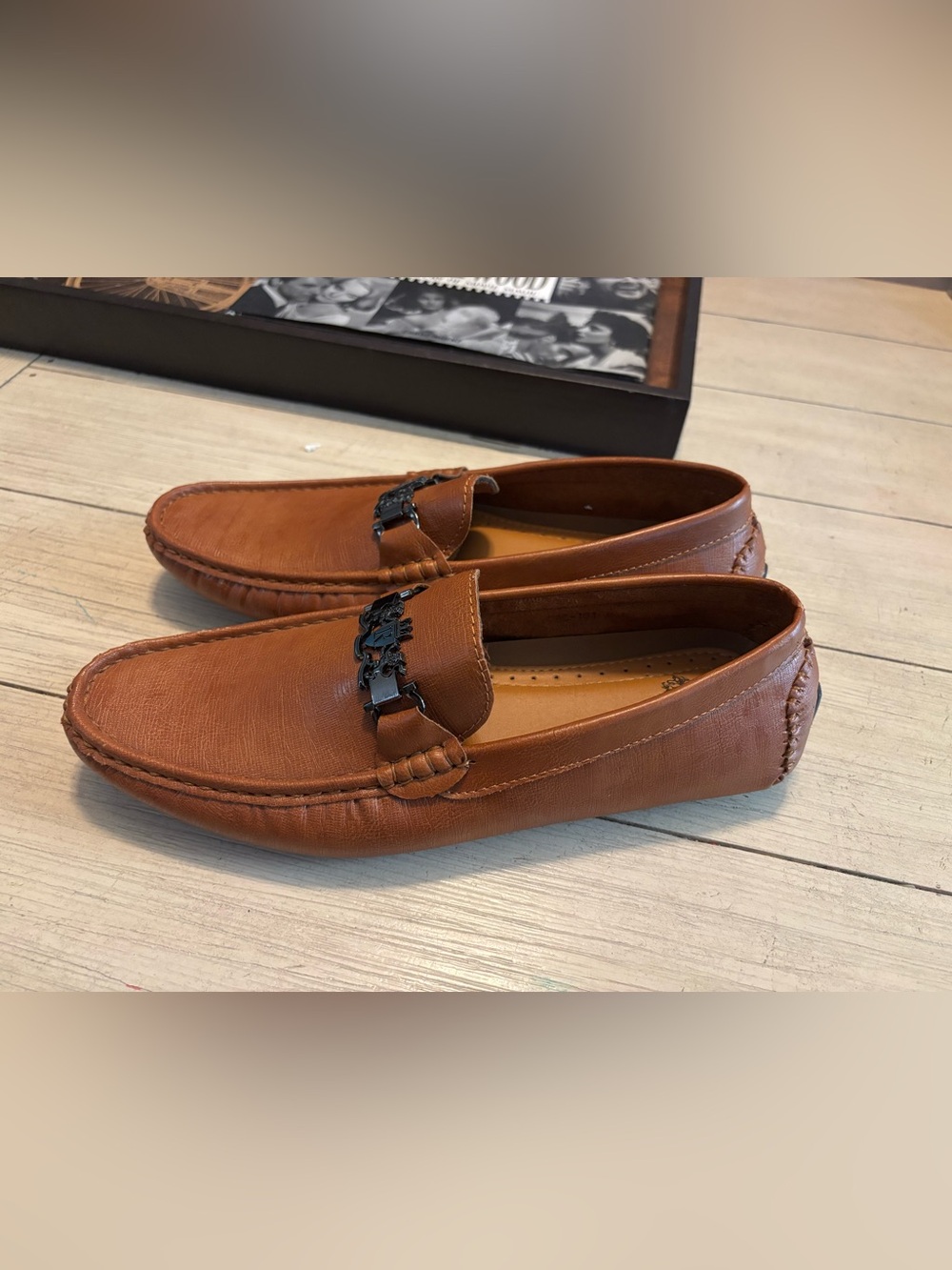 Royal Shoes Driving Loafers Mens Size 8.5 Brown Cognac Slip On